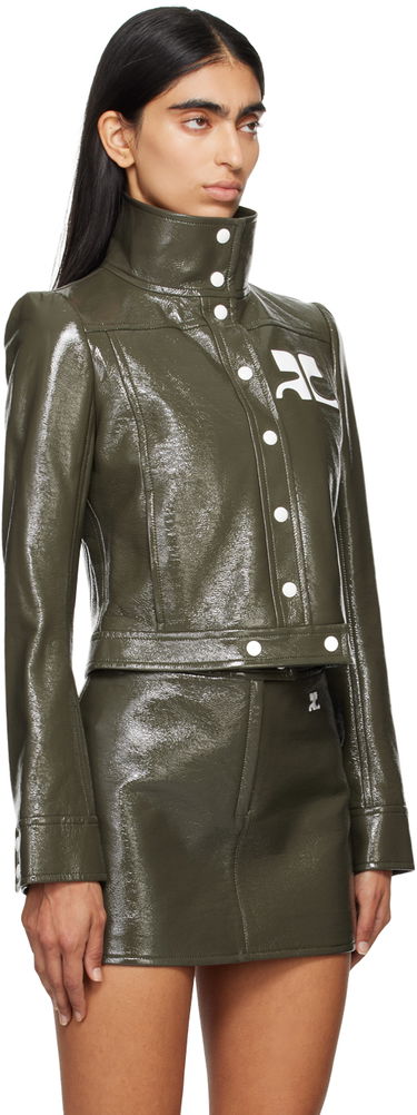Bomberjakke Courrèges Courrèges Reedition Cropped Faux-Leather Jacket Grøn | 223CBL005VY0014, 1