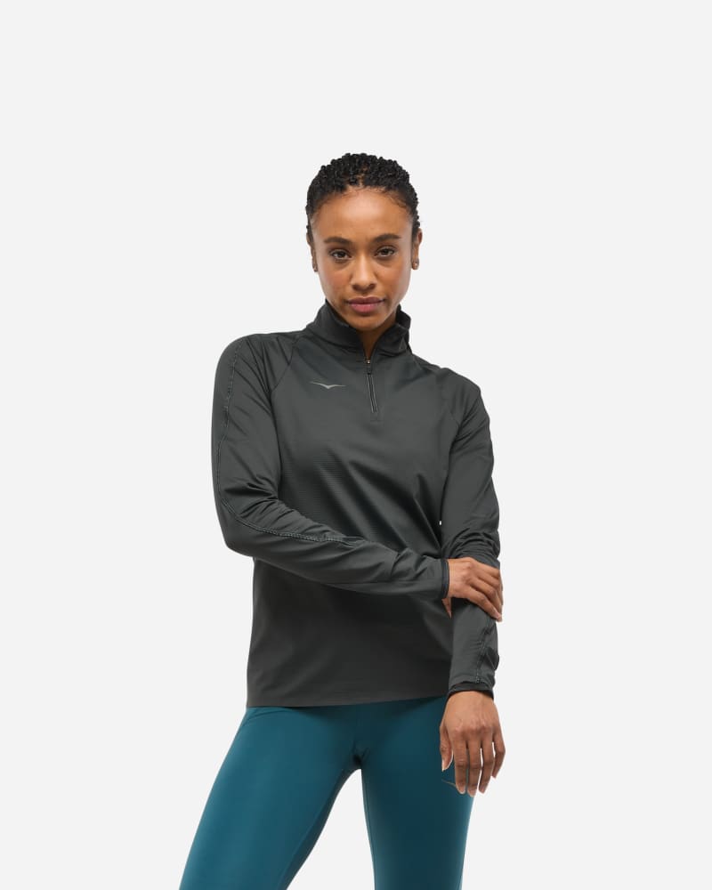Sweatshirt Hoka One One GlideTech Quarter Zip Running Jacket, Size Large Sort | 1164155-BLK