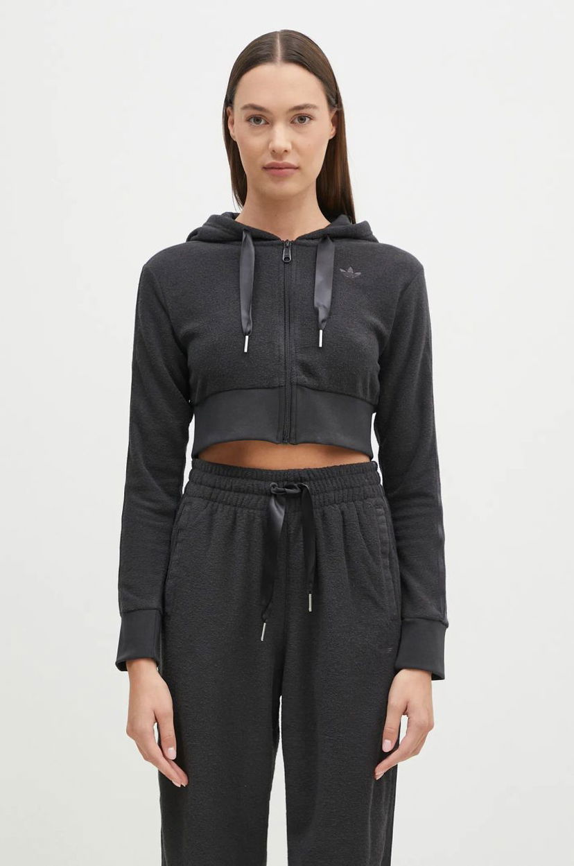 Sweatshirt adidas Originals Hoodie Cropped With Zipper Grå | JN3006