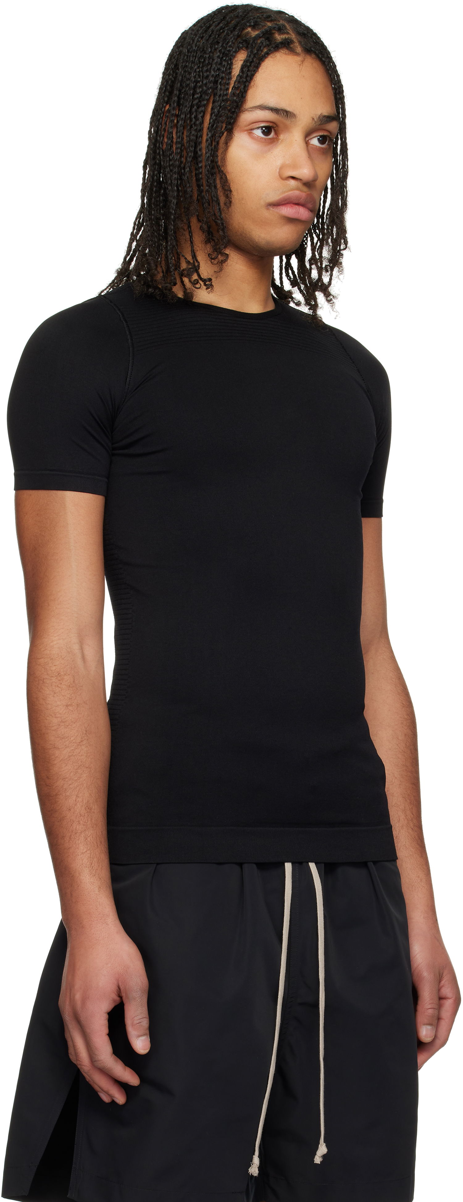 T-shirt Rick Owens Rick Owens Hollywood Active Knit Short Sleeve T-Shirt Sort | RU01E5692 KSP, 1