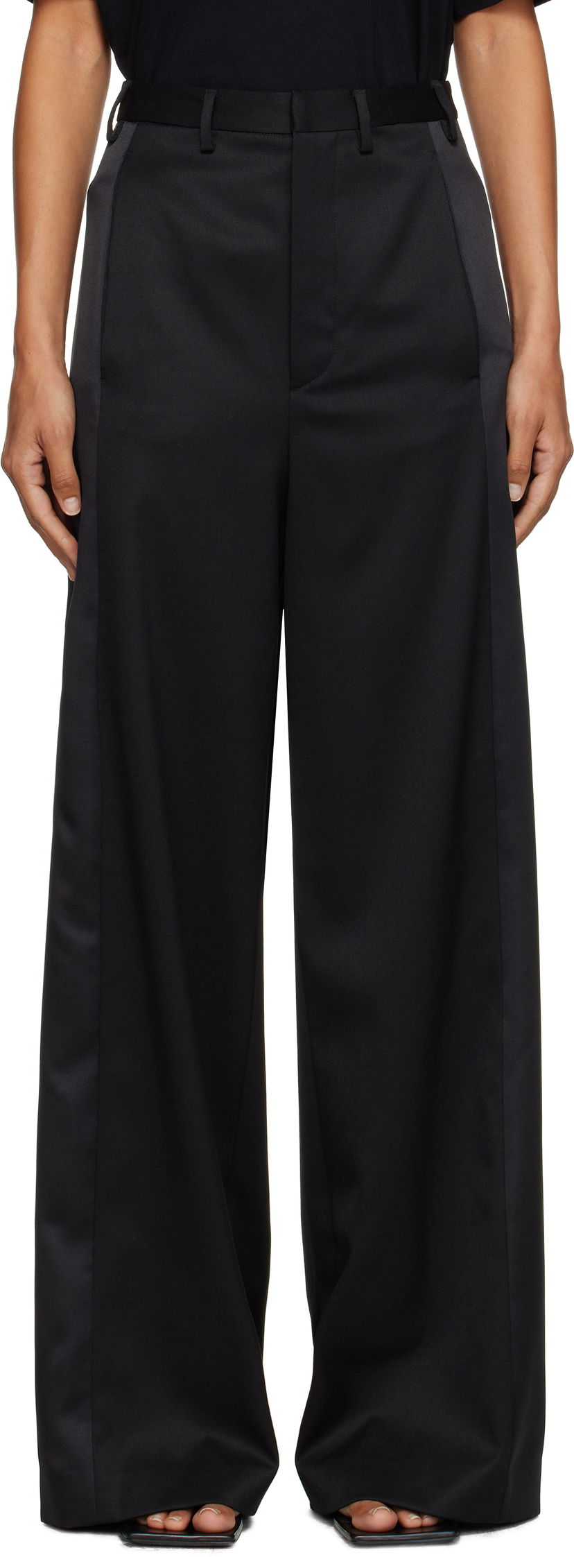 Bukser Maison Margiela MM6 Maison Margiela Tailored Wool Wide-Leg Trousers Sort | S52KA0541 S47848