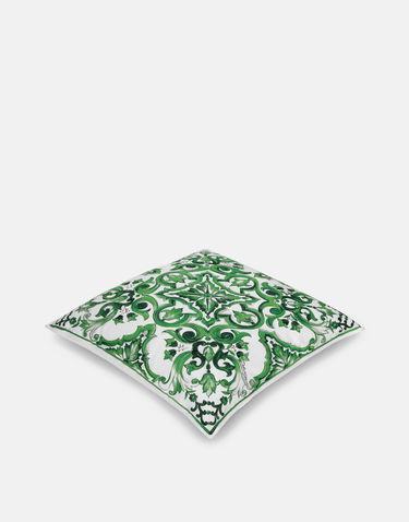Home decor Dolce & Gabbana Dolce & Gabbana Canvas Cushion Medium with Mediterranean Tile Print Grøn | TCE002TCAA2UV010, 1