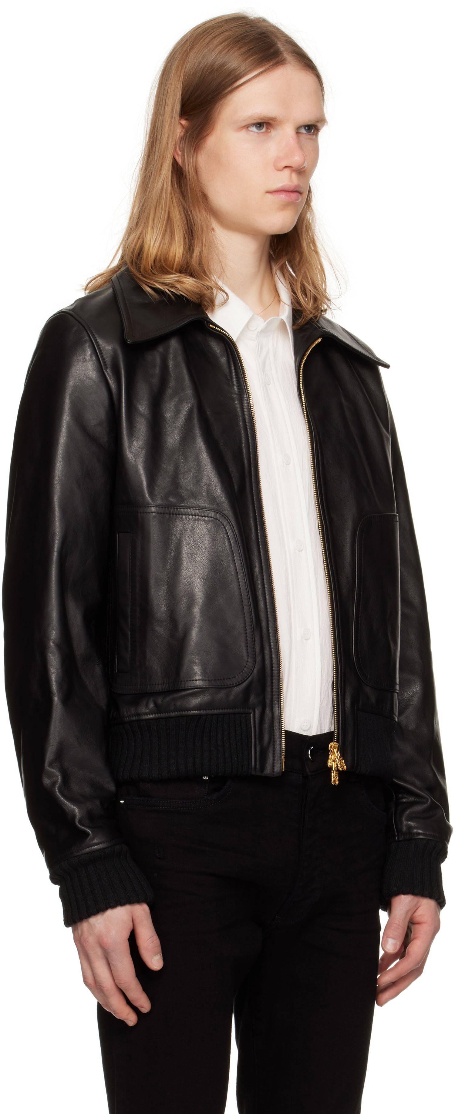 Bomberjakke AMIRI AMIRI Zip Leather Jacket Sort | AMLTJT1028, 1