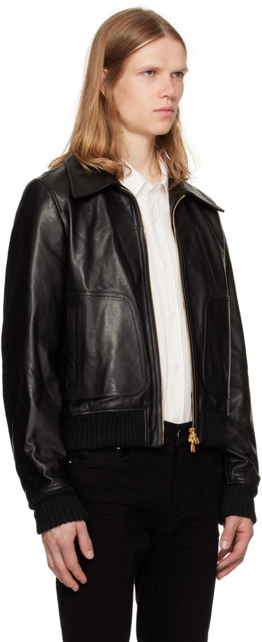 Bomberjakke AMIRI AMIRI Zip Leather Jacket Sort | AMLTJT1028, 1