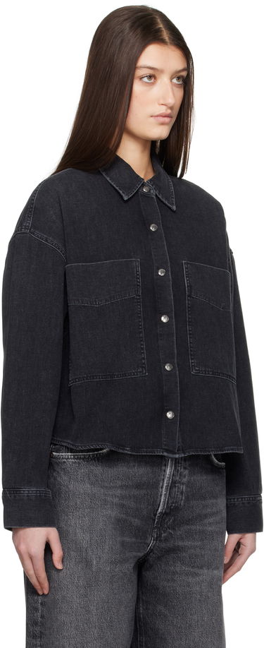 Skjorte AGOLDE AGOLDE Myah Cropped Denim Shirt Sort | A7360-1525, 1