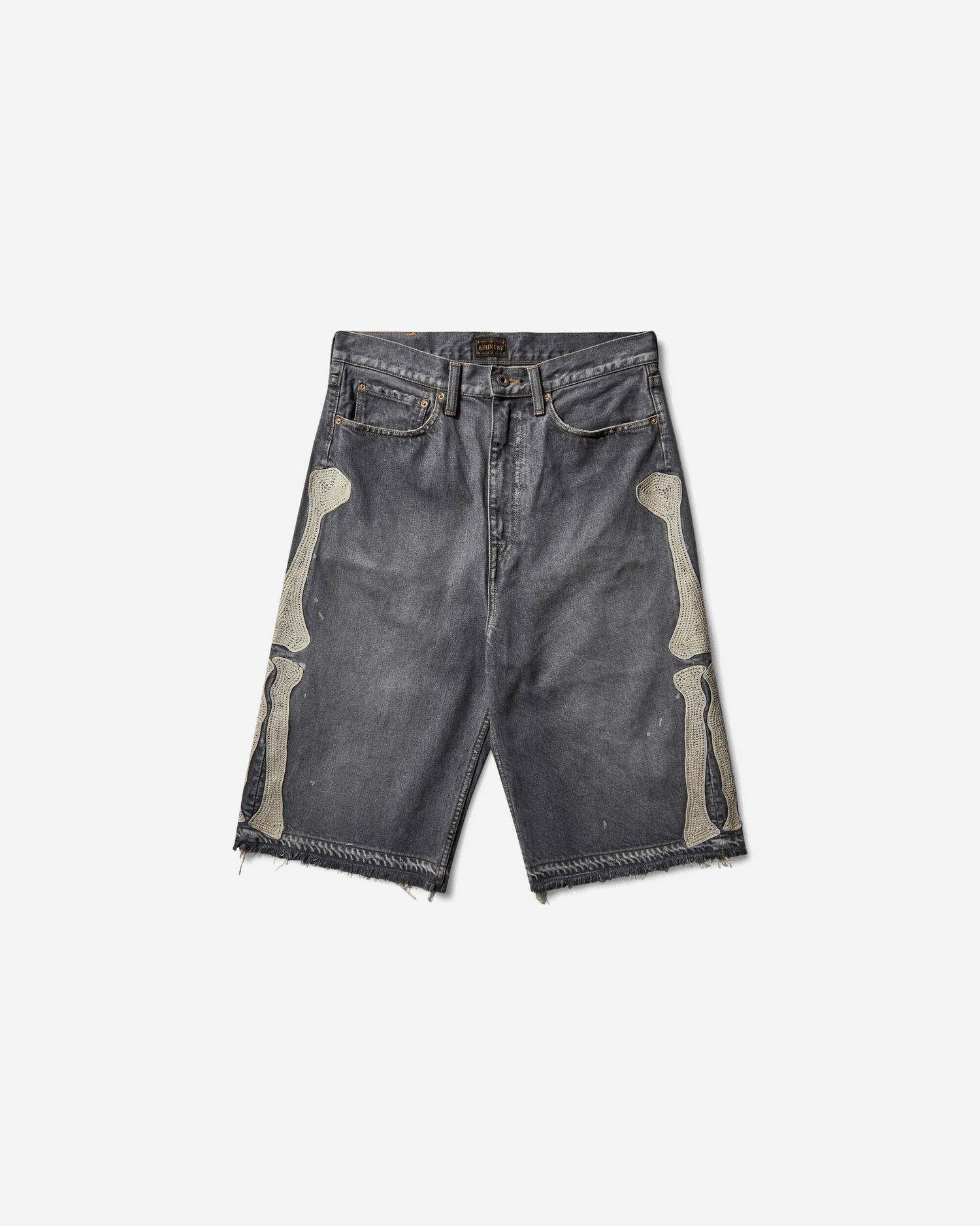 Shorts KAPITAL 14oz Denim 5P Shorts with Bone Applique Grå | EK-1449SPA PRO, 1