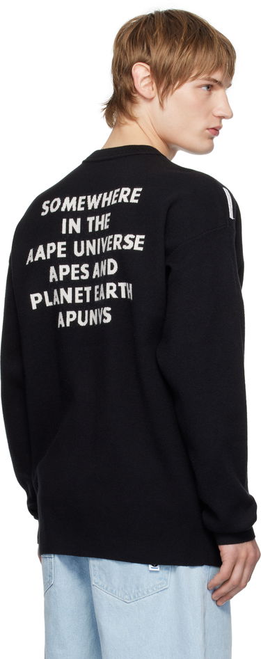 Sweater AAPE by A Bathing Ape AAPE by A Bathing Ape Moonface Logo Knit Sweater Sort | AAPKNMB371XXNBKX, 2