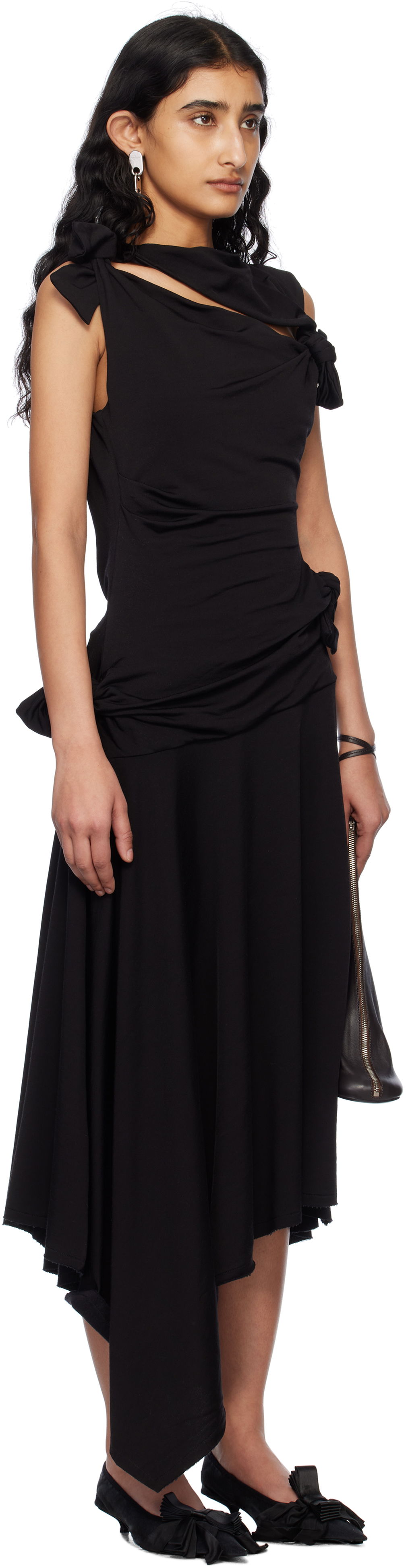 Kjole Acne Studios Acne Studios Tie-Up Midi Dress Sort | A20792-, 1