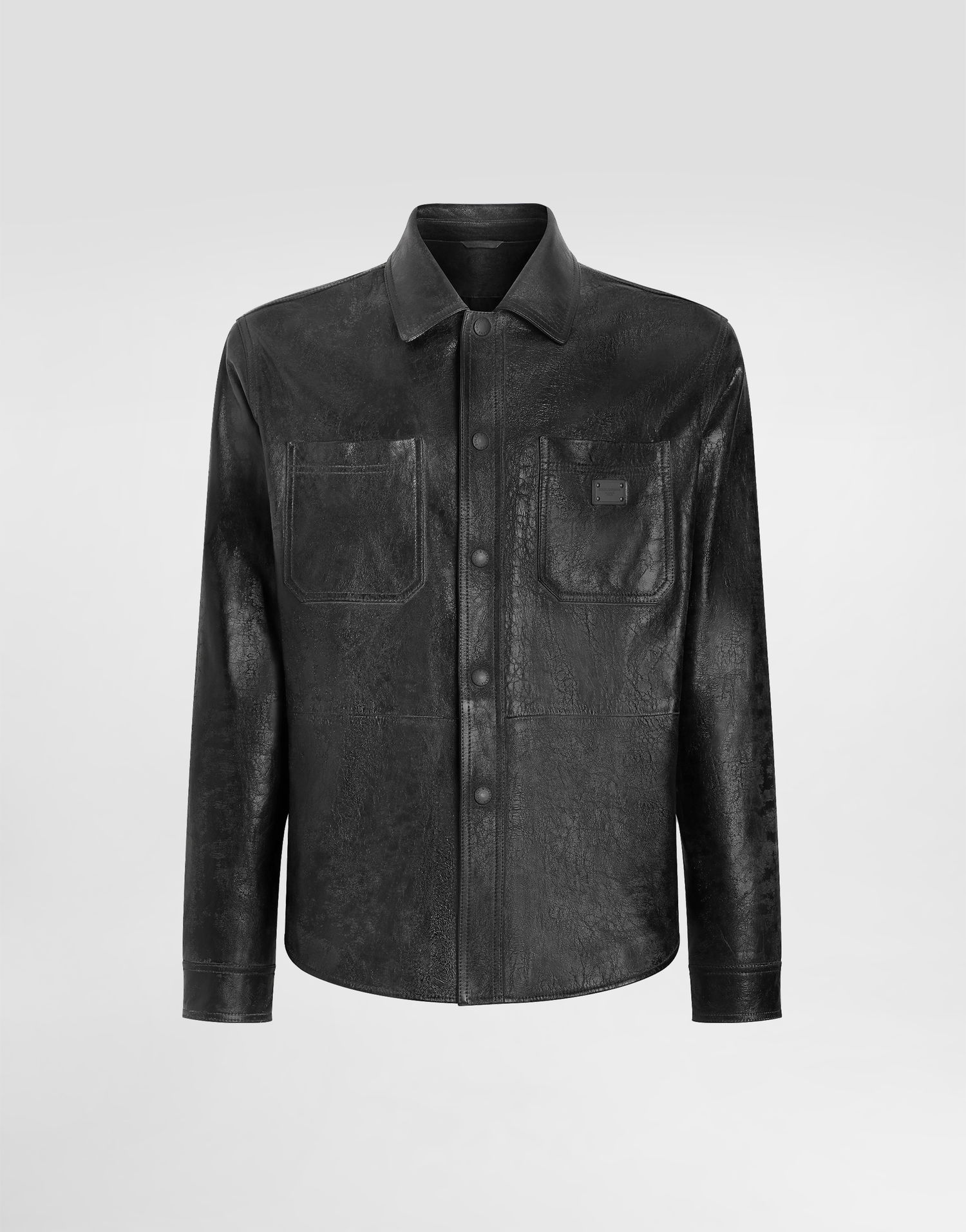 Skjorte Dolce & Gabbana Dolce & Gabbana Leather Shirt With Logo Sort | G5LD2LGJ029N0000, 0