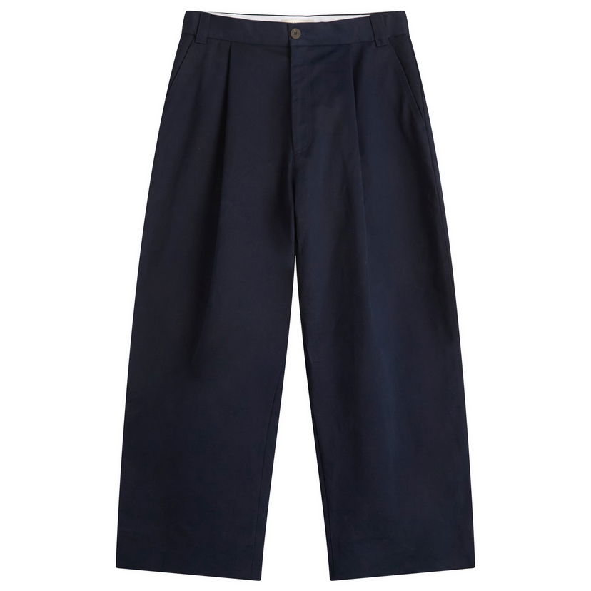 Bukser Studio Nicholson Studio Nicholson Pleated Wide-Leg Trousers, Size Large Mørkeblå | SORTESNM-1248-DKN