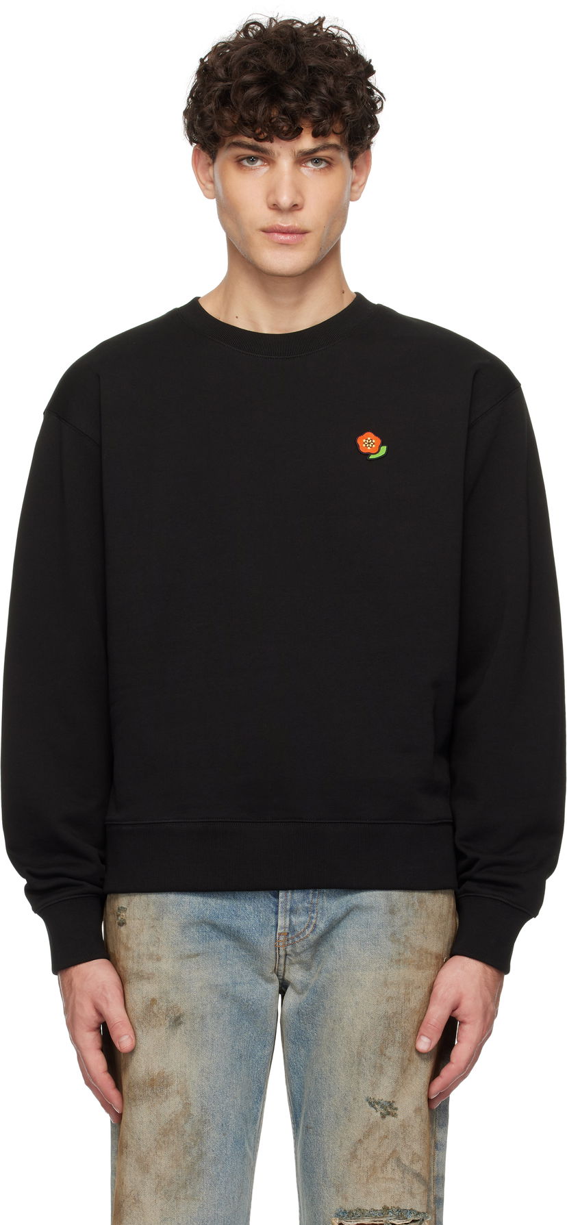 Sweatshirt KENZO Embroidered Flower Sweatshirt Sort | FF55SW2654MF