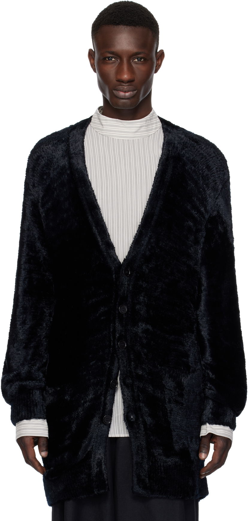 Sweater Dries Van Noten Dries Van Noten Viscose Knit Cardigan Sort | 251-021215-1707