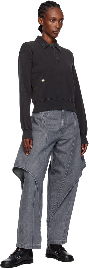 Sweatshirt JW Anderson JW Anderson Embroidered-Logo Long-Sleeve Polo Sweatshirt Sort | JW0243-PG1843, 3