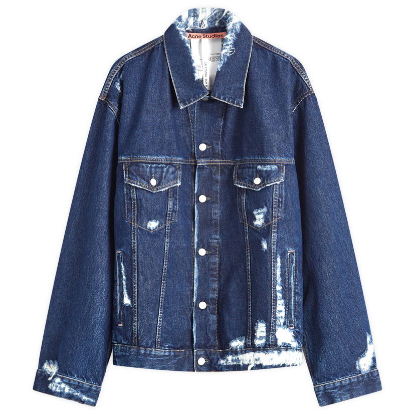 Jakke Acne Studios Robert Distressed Denim Jacket Mørkeblå | C90180-AUZ
