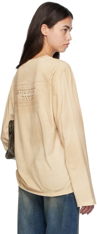 T-shirt Acne Studios Acne Studios Long Sleeve Logo T-Shirt Beige | CL0361-, 2