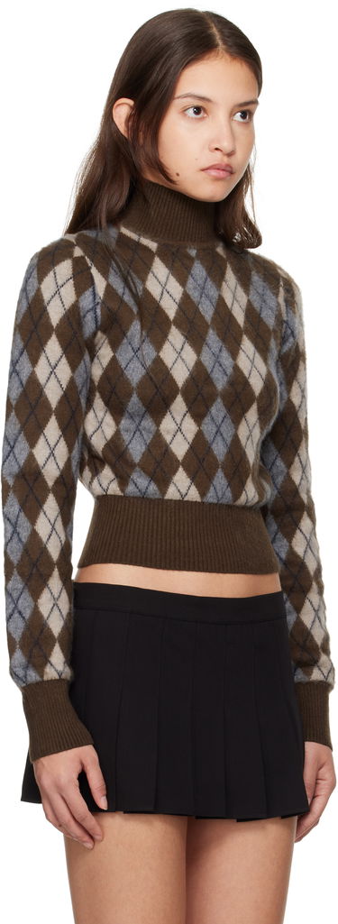 Sweater GUIZIO Guizio Delia Argyle Cropped Turtleneck Sweater Brun | H24603S047, 1