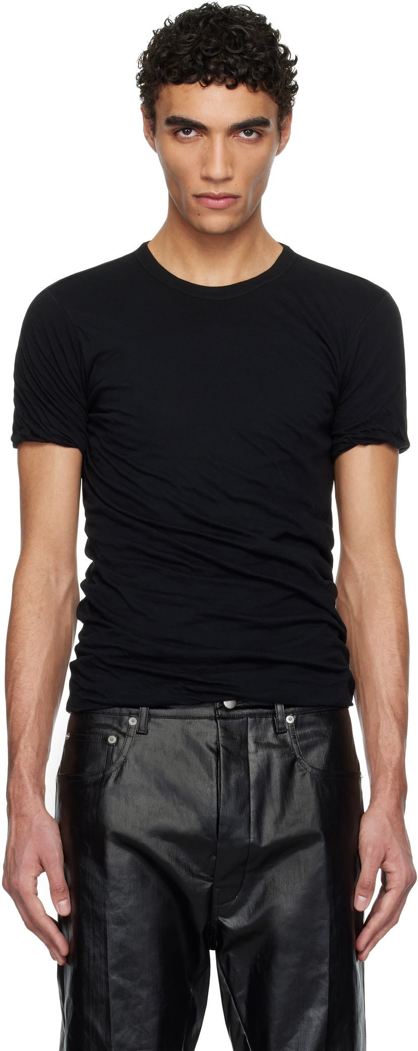 T-shirt Rick Owens Rick Owens Porterville Double Short Sleeve T-Shirt Sort | RU01E5256 UC