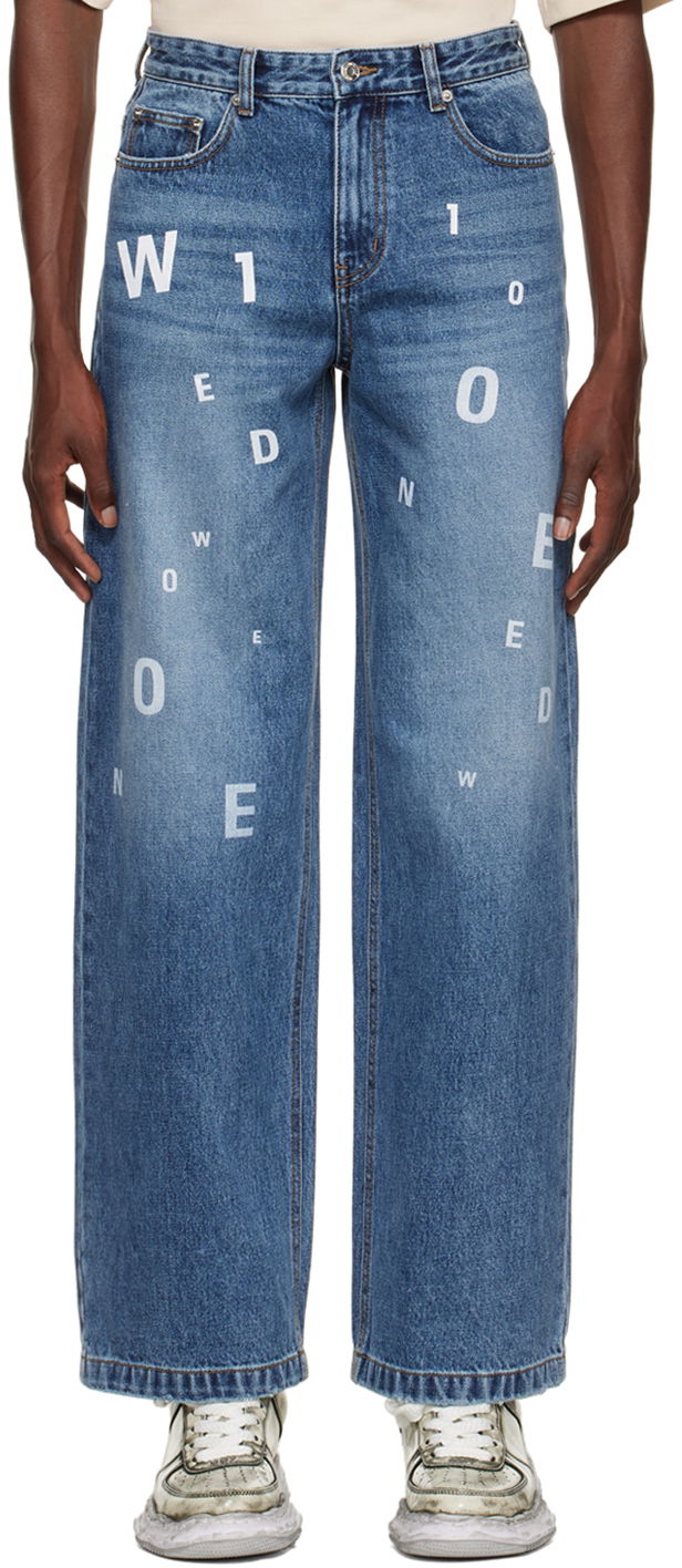 Jeans We11done Printed Jeans Blå | WD-DP3-22-386-M-NV