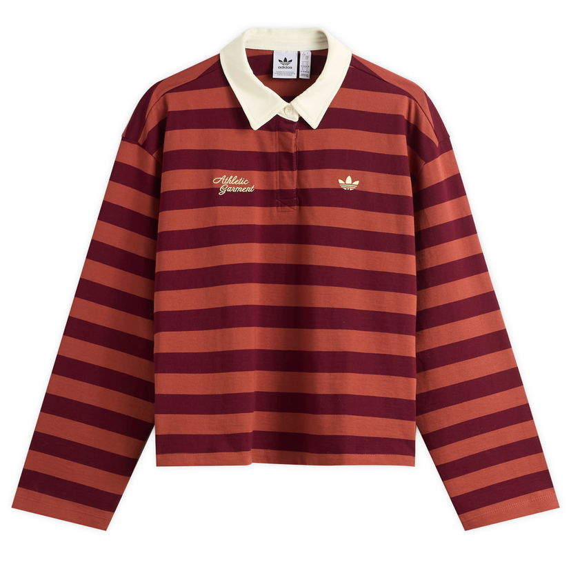 Polo skjorte adidas Originals Long Sleeve Striped Polo Bourgogne | KF2323