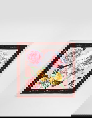 Tørklæde Dolce & Gabbana Dolce & Gabbana Rose and Peony Print Silk Twill Square Scarf Lyserød | FN093RGDCUIHF5IY, 2