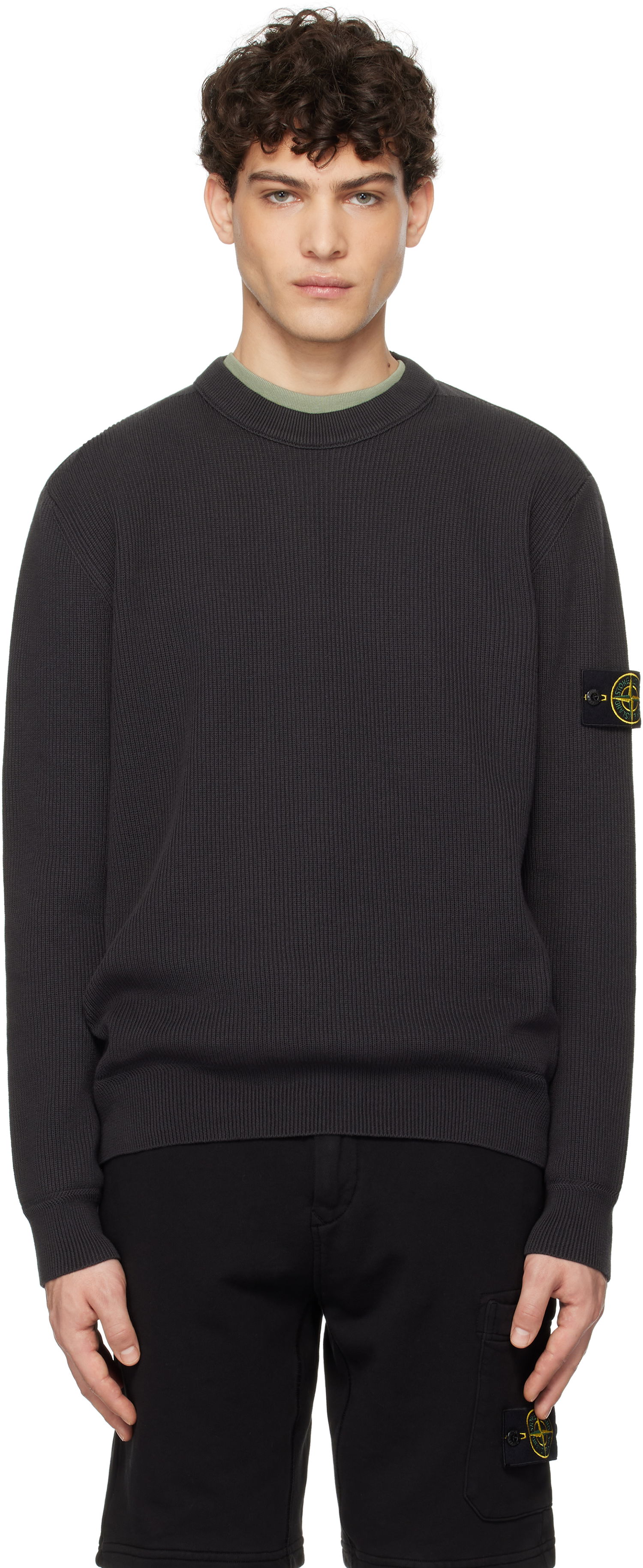 Sweater Stone Island Stone Island Ribbed Organic Cotton Crewneck Sweater Grå | K1S15 5100054 S00D8, 0