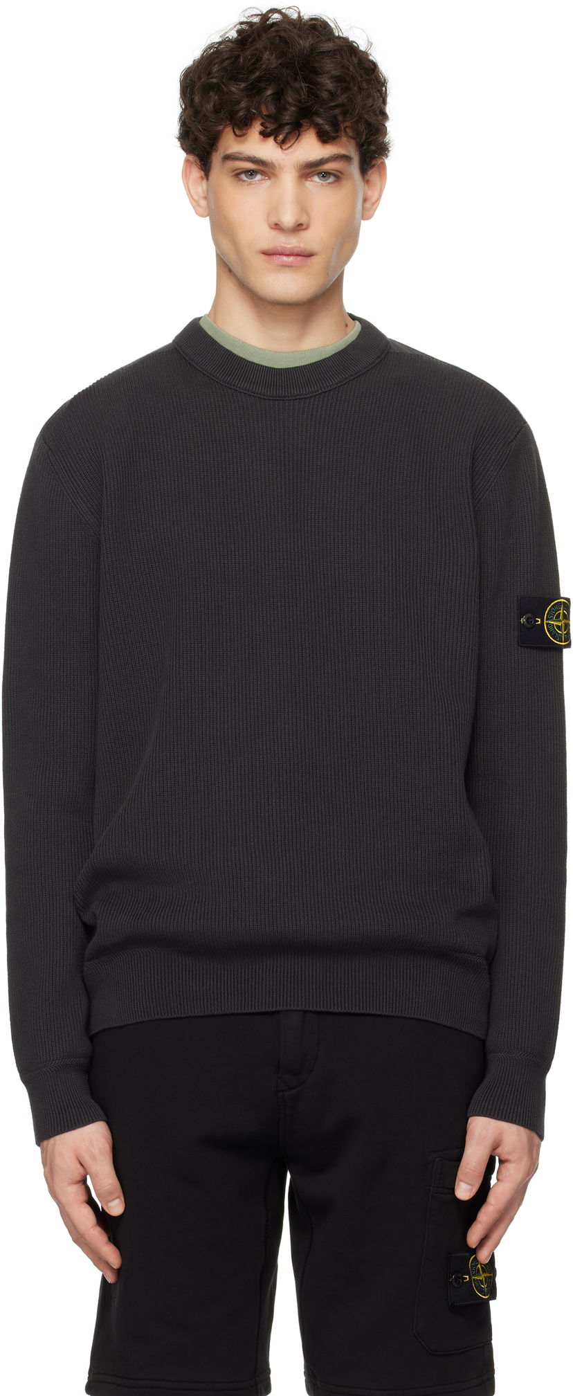Sweater Stone Island Stone Island Ribbed Organic Cotton Crewneck Sweater Grå | K1S15 5100054 S00D8