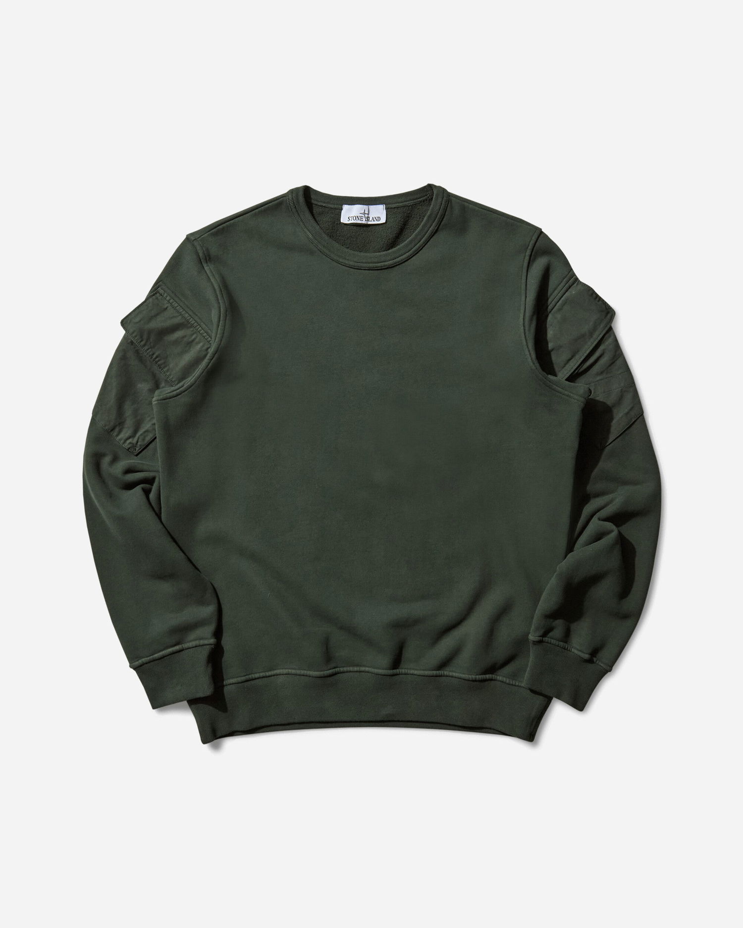 Sweatshirt Stone Island Sleeve Pockets Crewneck Sweatshirt Grøn | K2S15-6100008-S0A20 V005E, 1