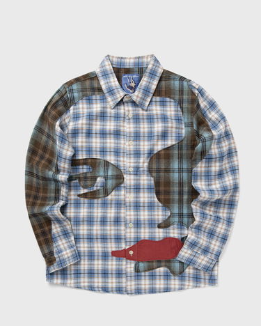 Skjorte KidSuper Patchwork Face Flannel Shirt Blå | SS25-LTP-02, 1
