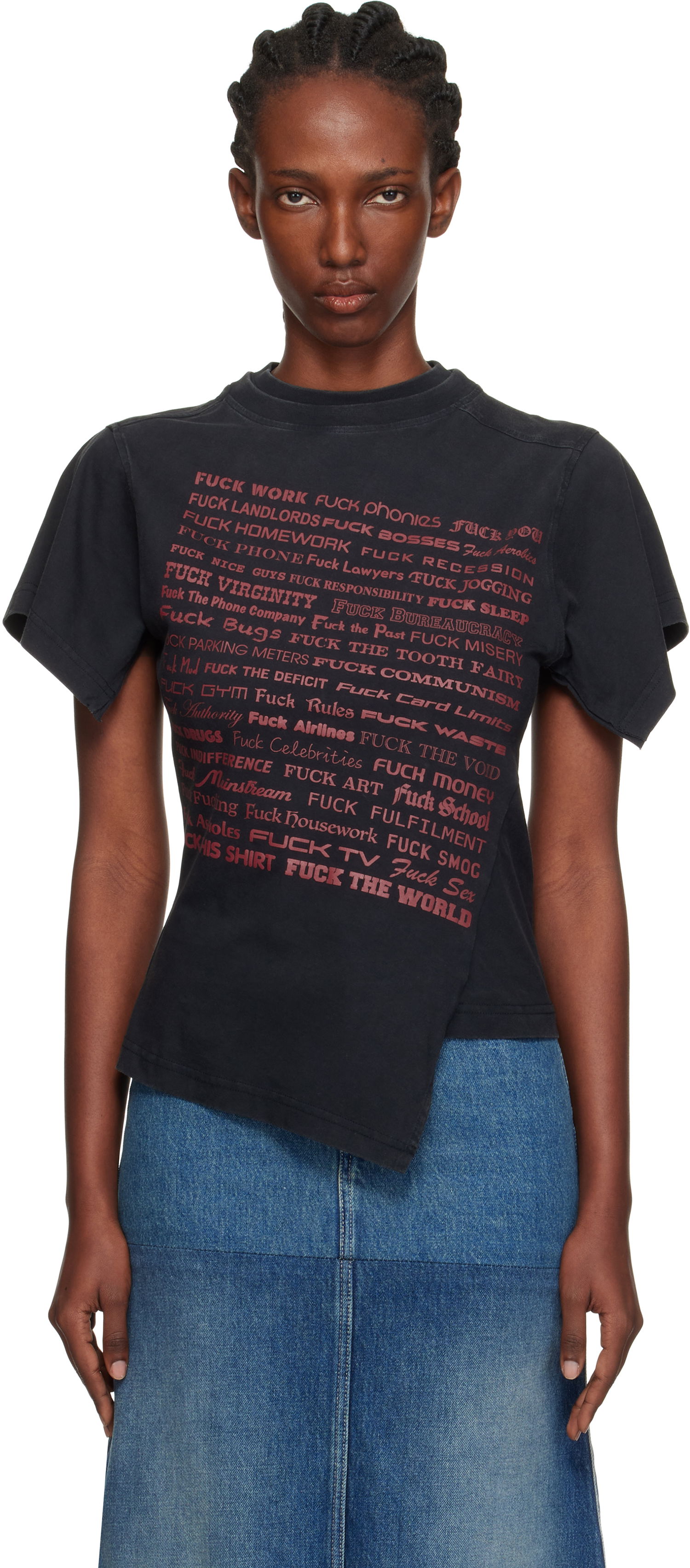 T-shirt VETEMENTS Vetements 'Fuck' Shifted T-Shirt Sort | WH76TR690B, 0