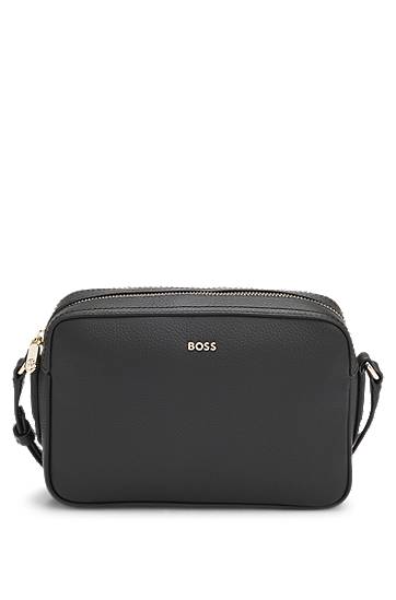 Skuldertaske BOSS BOSS Grained Leather Crossbody Bag Sort | 50547733