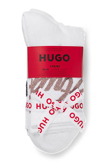 Sokker BOSS Three-pack of short-length socks with sparkly logos Hvid | 50546384, 1