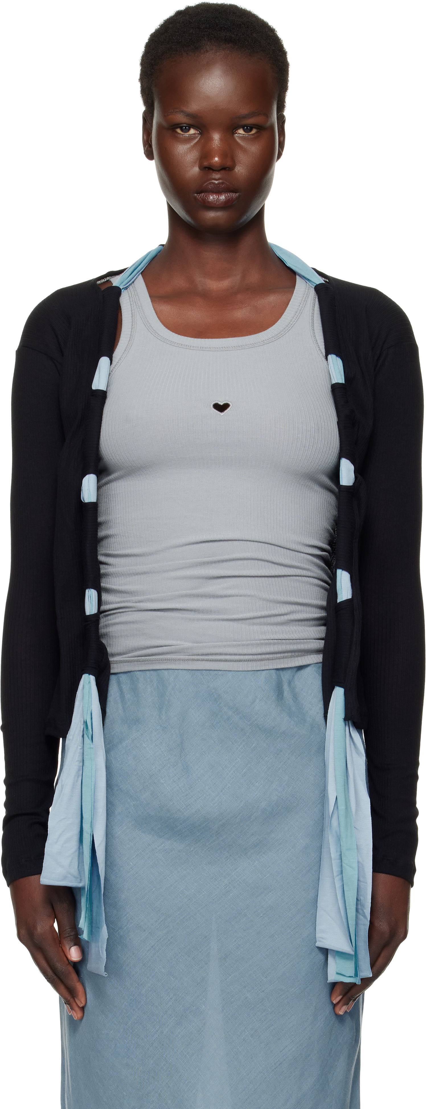 Sweater Baserange Circ Black & Blue Cardigan Sort | TOCC-RB-SP25, 0