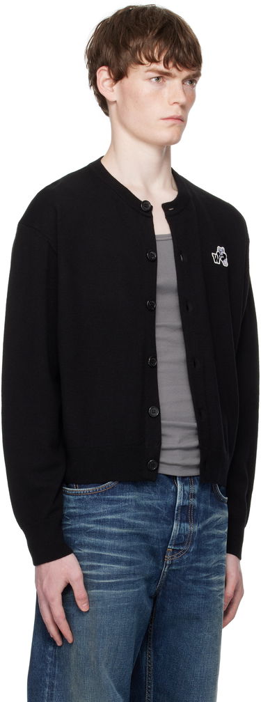 Sweater We11done We11done Teddy Logo Cardigan Sort | WD-KC2-25-611-U-BK, 1