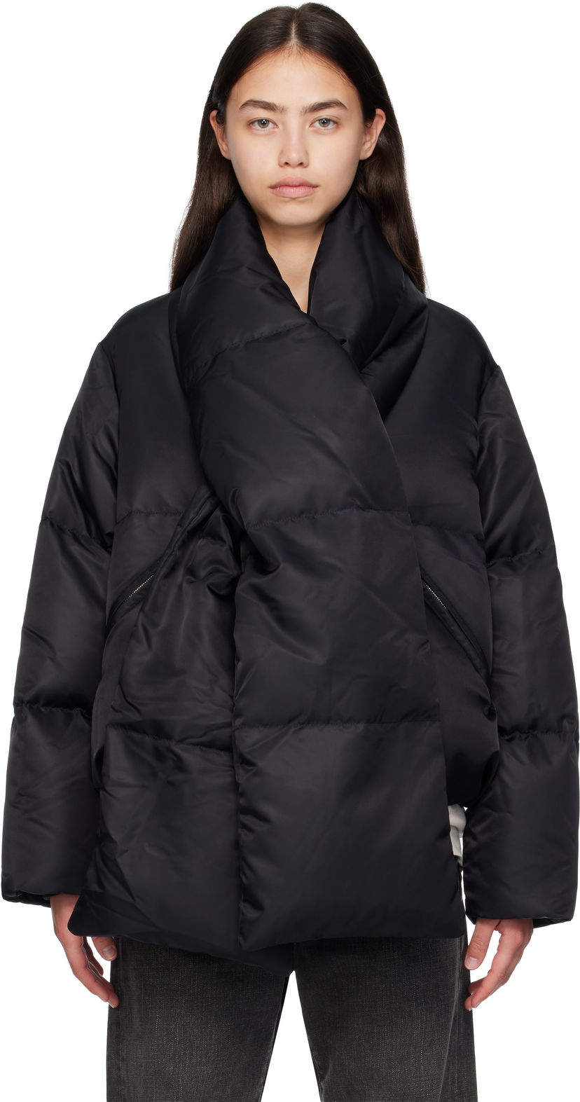 Puffer jakke Maison Margiela MM6 Maison Margiela Scarf Down Jacket Sort | S52AM0332 M35257