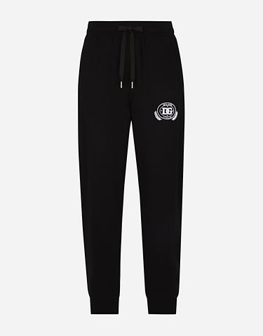 Joggingbukser Dolce & Gabbana Black Jersey Jogging Pants With Logo Sort | GV2VHTG7NYDN0000, 0