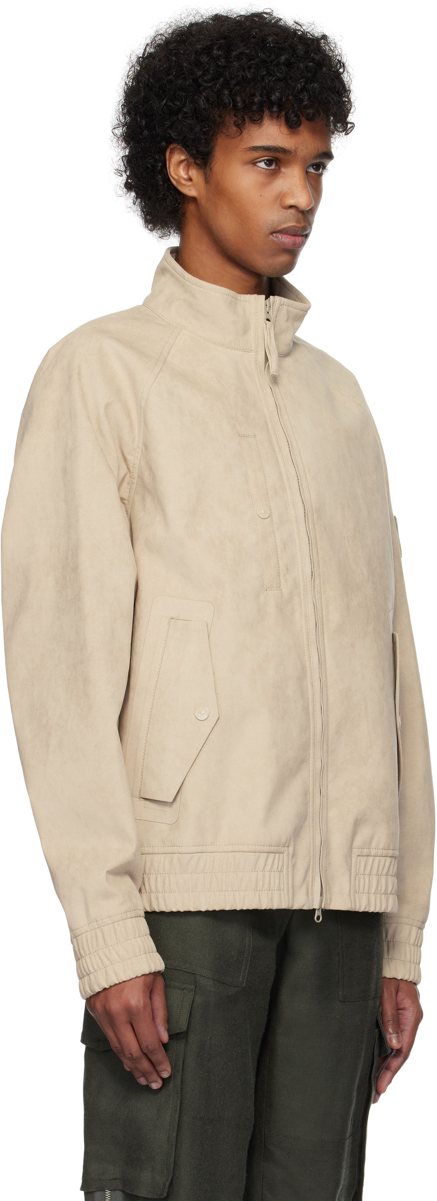 Bomberjakke Stone Island Stone Island Faux-Suede Bomber Jacket Beige | K1S15 4100027 S00F2, 1