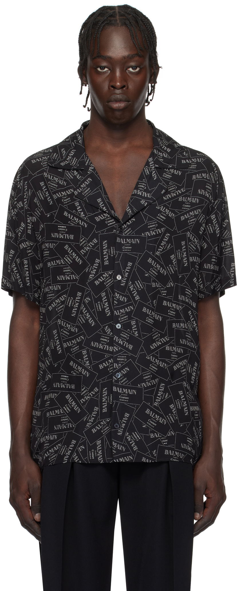 Skjorte Balmain All-Over Label Print Shirt Sort | EH1HN070VH56