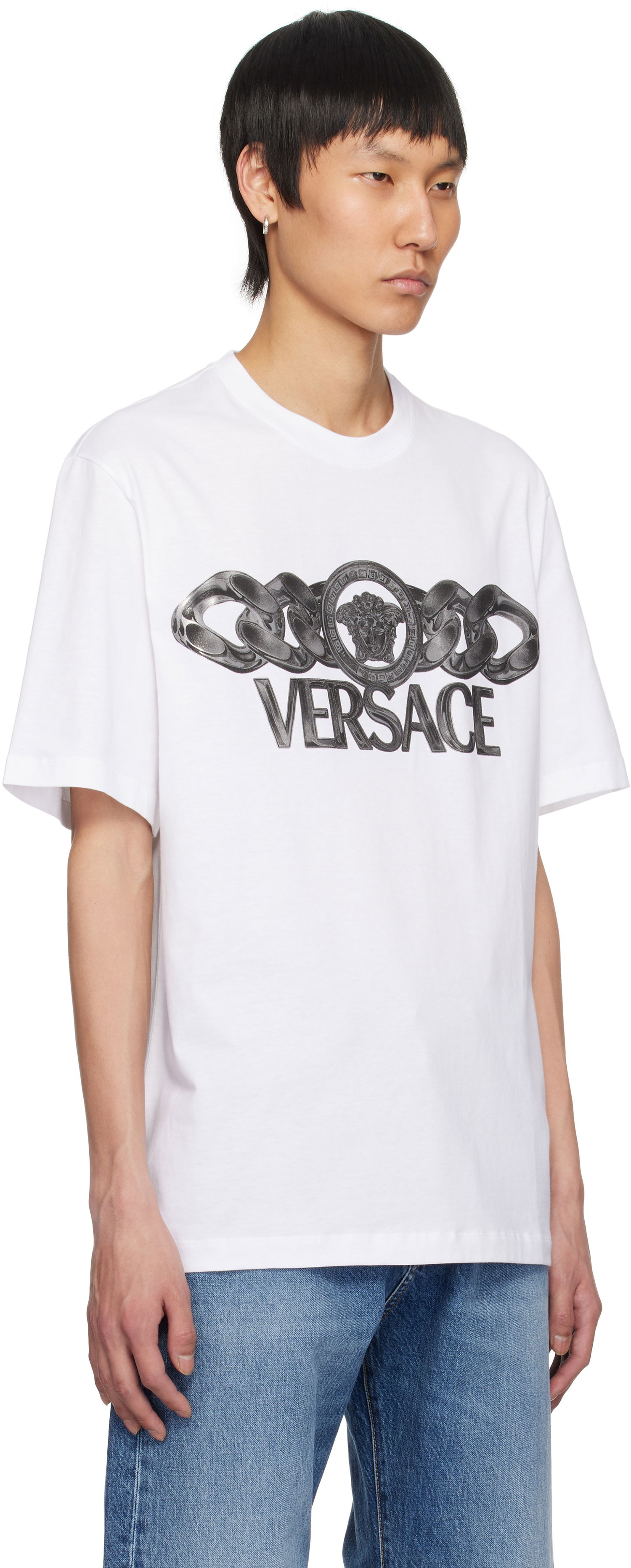 T-shirt Versace Versace Medusa On Chain T-Shirt Hvid | 1013302_1A13405, 1