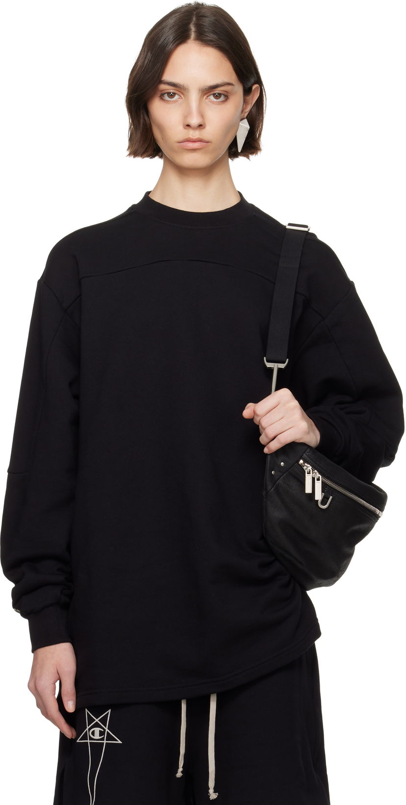 Sweatshirt Rick Owens Rick Owens Champion Edition Girdered Sweatshirt Sort | CW01E1671 CHFE