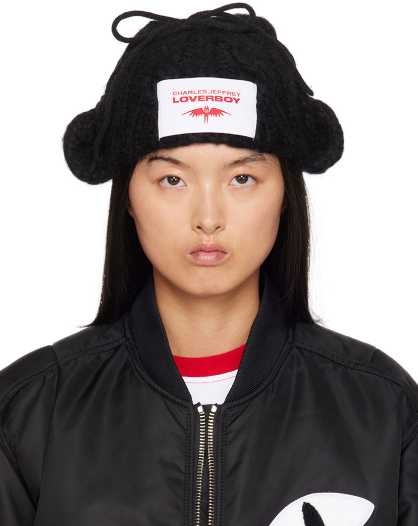 Beanie Charles Jeffrey Loverboy Black Chunky Aviator Beanie Sort | 42130201