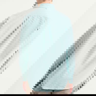 Skjorte Drôle de Monsieur Mirror Shirt Long Sleeve Button-Down Collar with Chest Pocket and Embroidered Logo Blå | I-SH240-CO178-LGNB, 3