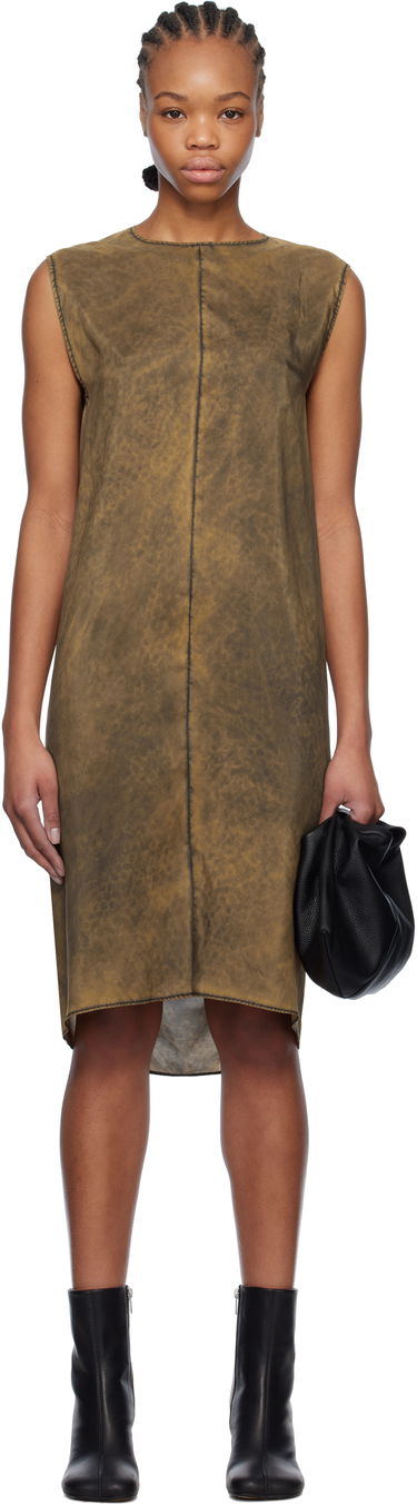Kjole Maison Margiela MM6 Maison Margiela Silk Shift Midi Dress Brun | S52DA0051 M35244, 0