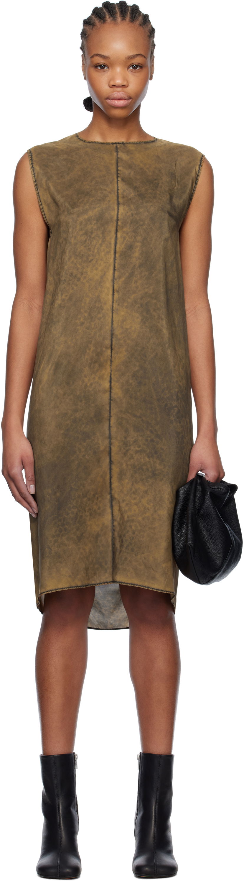 Kjole Maison Margiela MM6 Maison Margiela Silk Shift Midi Dress Brun | S52DA0051 M35244