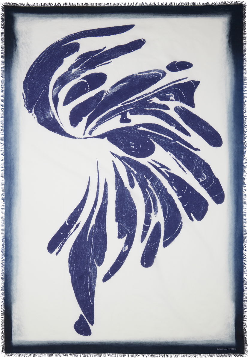 Tørklæde Dries Van Noten Dries Van Noten Printed Shawl Blå | 251-081300-1007