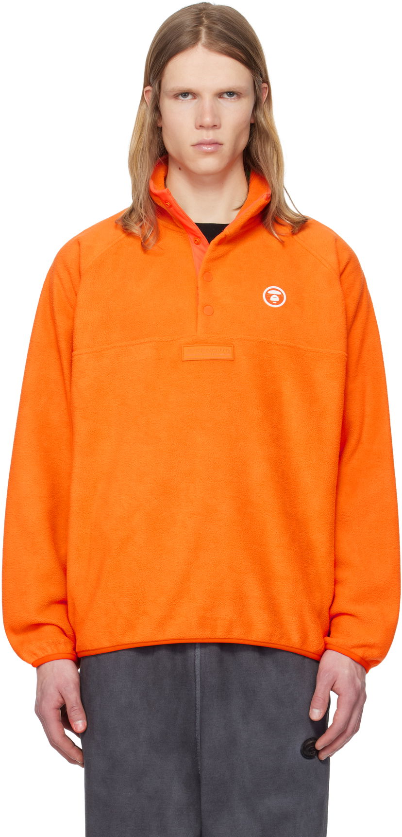 Sweater AAPE by A Bathing Ape AAPE by A Bathing Ape 'AAPE NOW' Fleece Pullover Orange | AAPSWMB322XXNORX