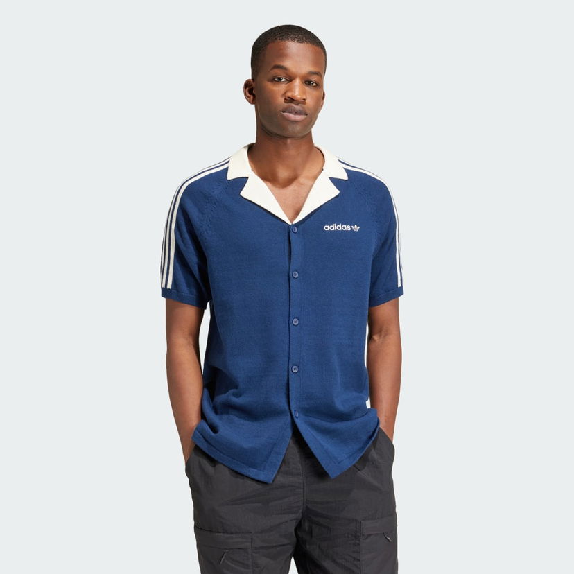 Polo skjorte adidas Originals Premium Knitted Tee Mørkeblå | IU0223