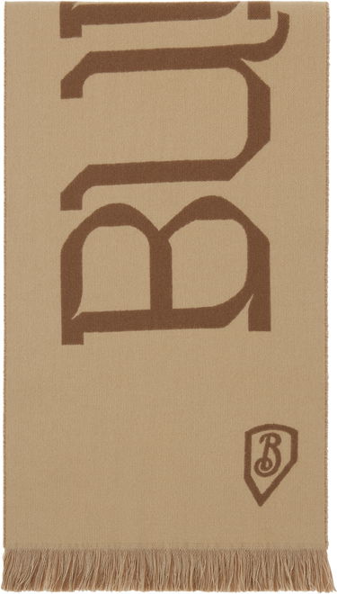 Tørklæde Burberry Burberry Logo Wool Scarf Beige | 8104500, 0