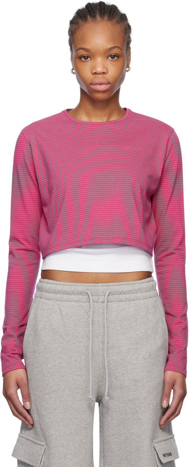 Crop top We11done We11done Striped Cropped T-Shirt Lyserød | WD-TT0-25-716-W-PK, 0