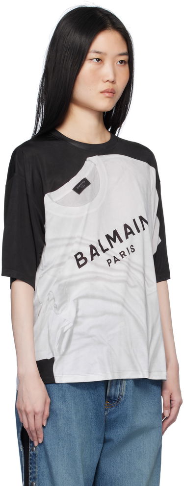 T-shirt Balmain Loose Fit Optical Illusion Print T-Shirt Sort | EF1EG110GE37, 1