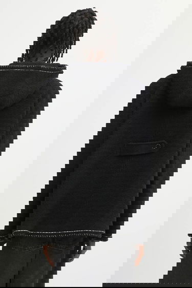 Frakker ADER ERROR Wool Blend Hooded Coat with Contrast Stitching Sort | BO01FWCT0104BK, 2